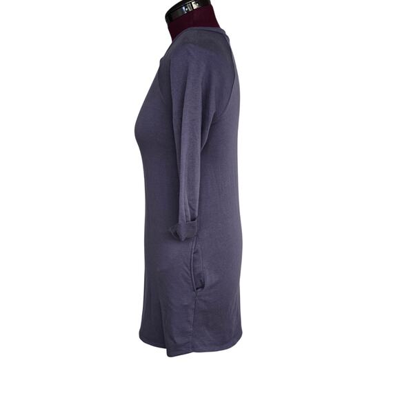 Women's Cherish Blue 3/4 Sleeve Sweatshirt Shirt Dress w/ Pockets | Size Small - Picture 3 of 10